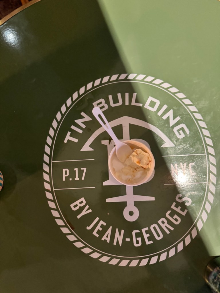 The Tin Building at Pier 17 by Jean Georges and an ice cream on the table!